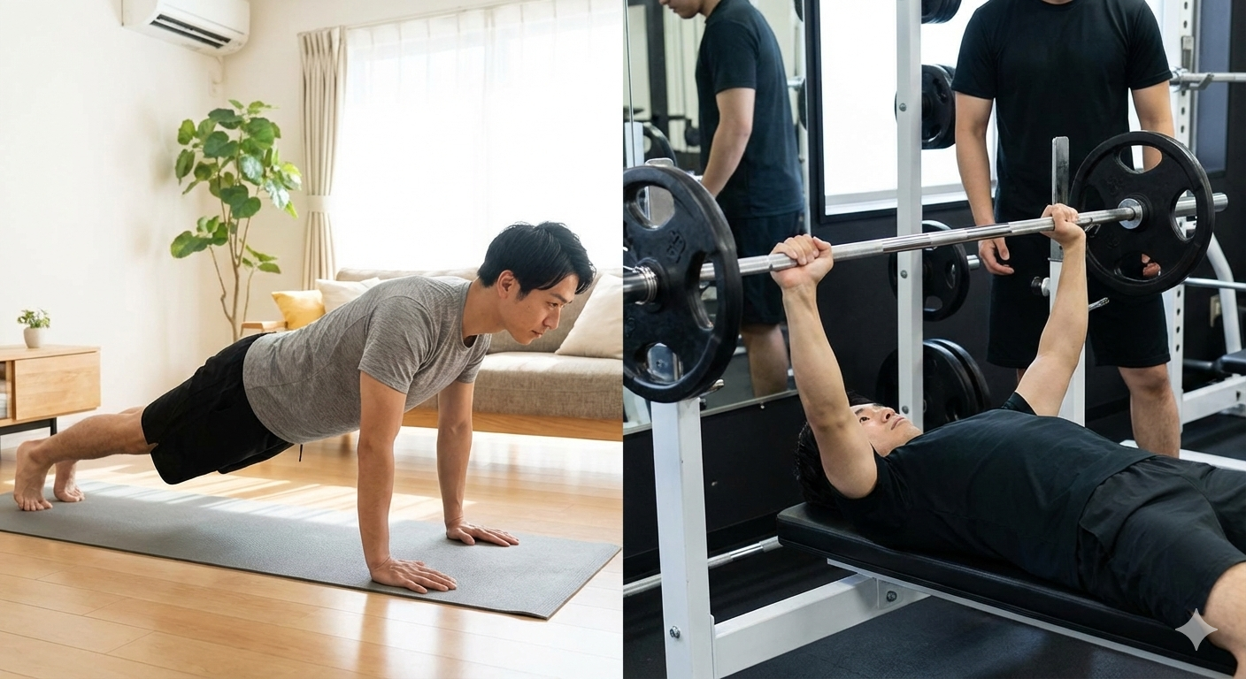 腕立て伏せとベンチプレスの違いとは？肉体改造の可能性を幅広く調査！