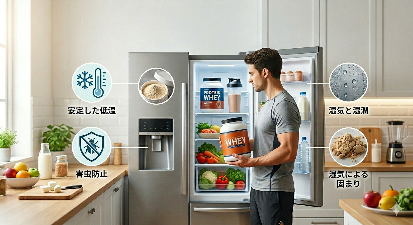 プロテインの保存場所に冷蔵庫は適切？考えられる影響を幅広く調査！
